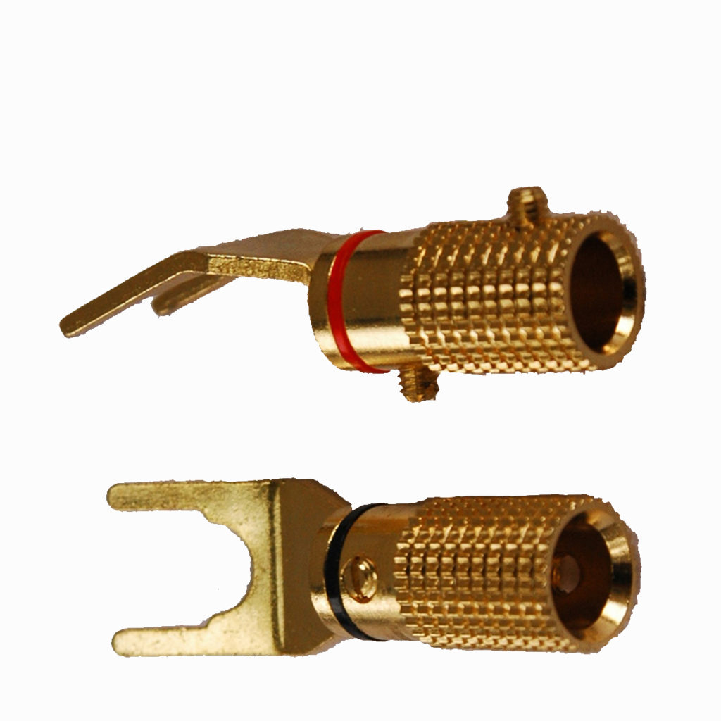 Gold Plated Screw Type Speaker Y Banana Spade Plug Connector 6.5mm